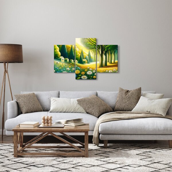 Slika - Selo u žuto-zelenoj boji (90x60 cm)