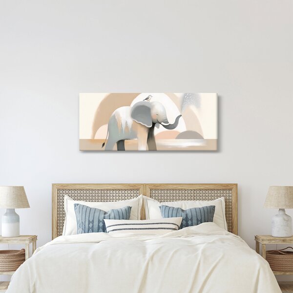 Slika - Slon u pastelnim bojama (120x50 cm)