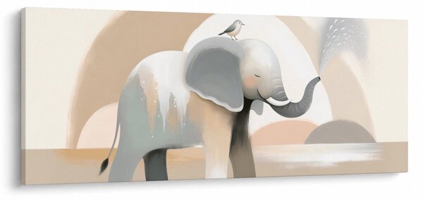 Slika - Slon u pastelnim bojama (120x50 cm)