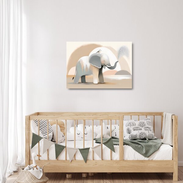 Staklena slika - Slon u pastelnim bojama (70x50 cm)