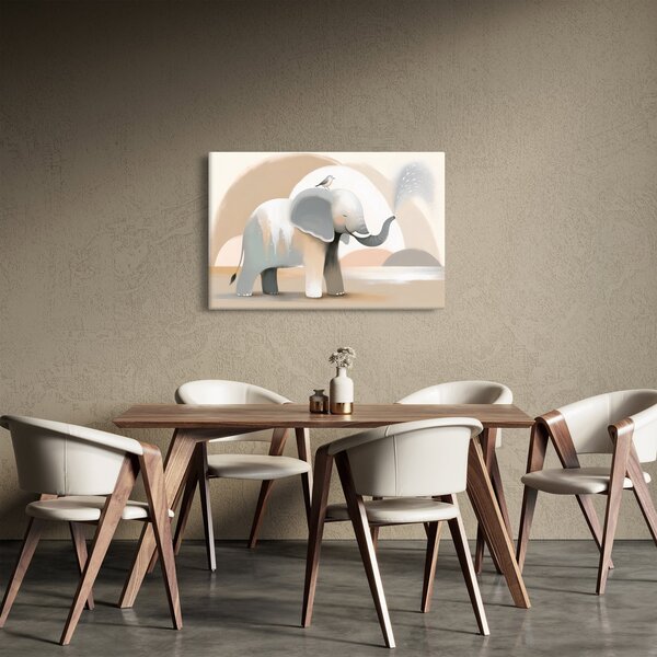 Slika - Slon u pastelnim bojama (90x60 cm)