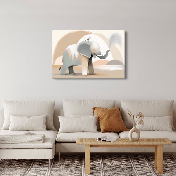 Slika - Slon u pastelnim bojama (90x60 cm)