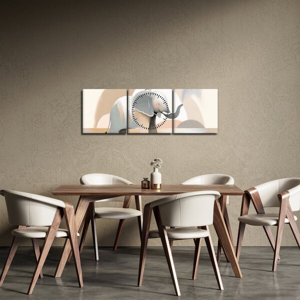 Slika - Slon u pastelnim bojama (sa satom) (90x30 cm)
