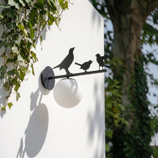 Vanjske Svjetiljka Lindby, Lintu Bird, prigušiv, Crno, Balkon, Metal, Seoska kuća / rustikalni