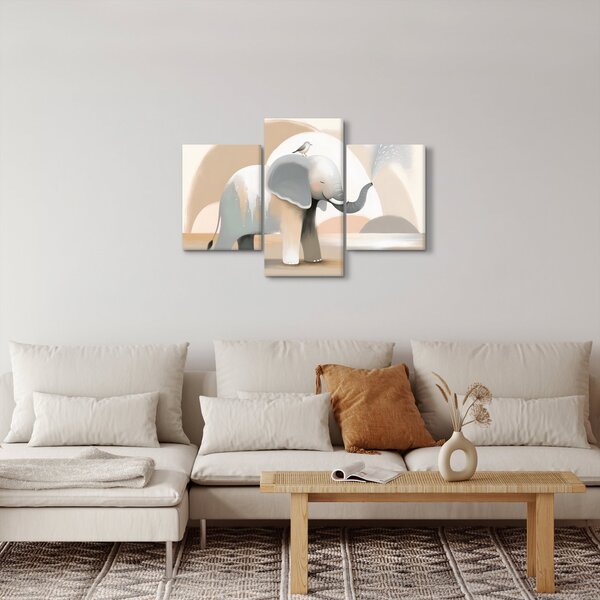 Slika - Slon u pastelnim bojama (90x60 cm)