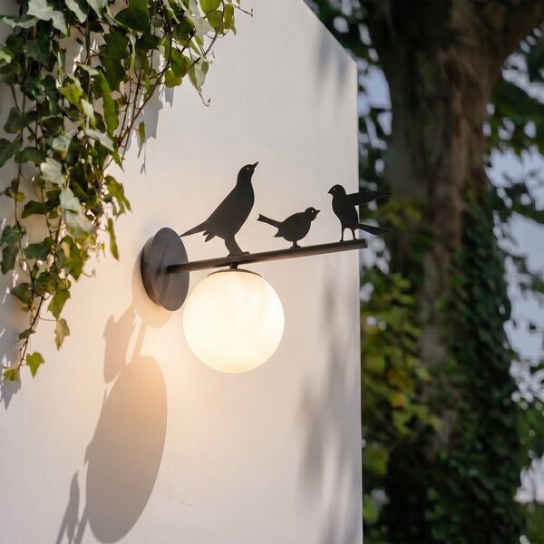 Vanjske Svjetiljka Lindby, Lintu Bird, prigušiv, Crno, Balkon, Metal, Seoska kuća / rustikalni