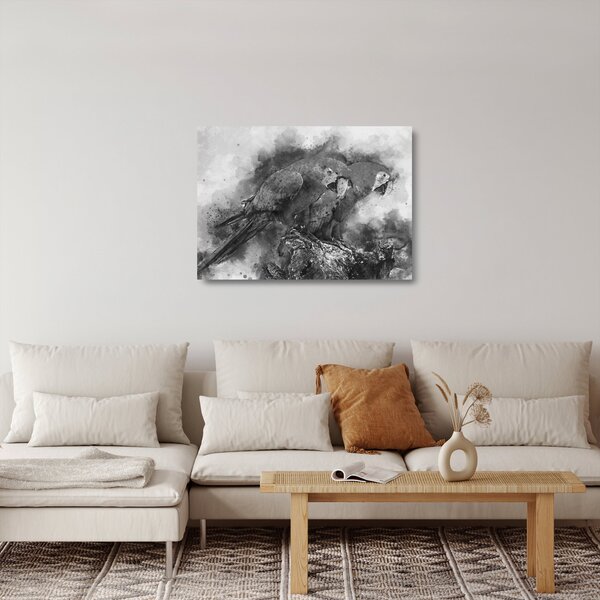 Staklena slika - Vodene boje papige (70x50 cm)