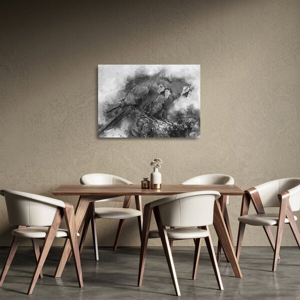 Staklena slika - Vodene boje papige (70x50 cm)