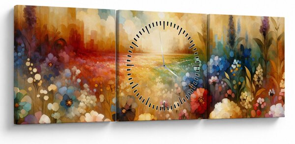 Slika - Šareno polje (sa satom) (90x30 cm)