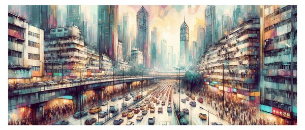 Slika - Život u velikom gradu (120x50 cm)