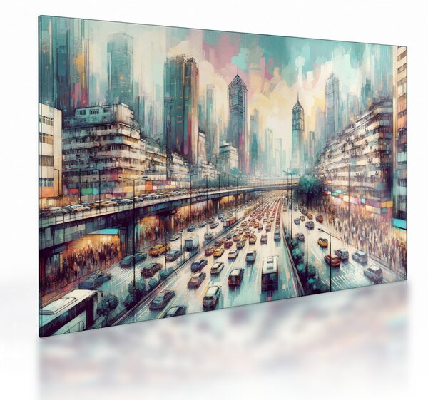 Staklena slika - Život u velikom gradu (70x50 cm)