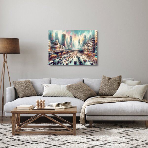 Staklena slika - Život u velikom gradu (70x50 cm)