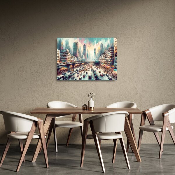 Staklena slika - Život u velikom gradu (70x50 cm)