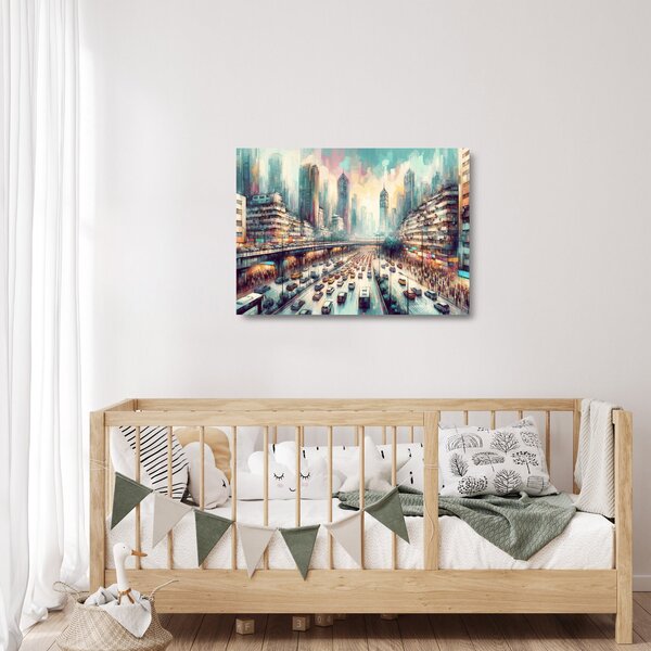 Staklena slika - Život u velikom gradu (70x50 cm)