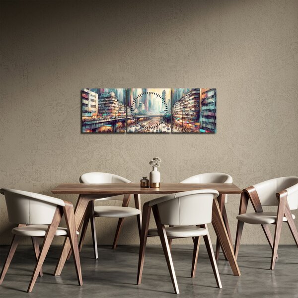 Slika - Život u velikom gradu (sa satom) (90x30 cm)