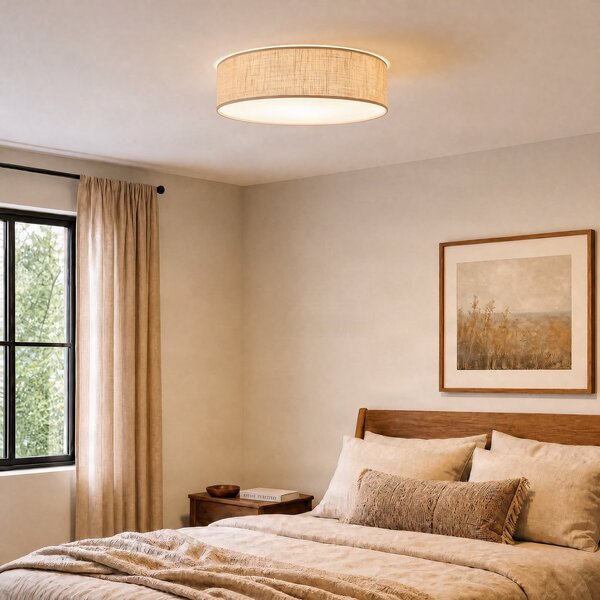 Milagro Lighting Stropna lampa Marshall, smeđa, ratan, Ø 50 cm, E27, prigušiva, Smeđa / hrđa, Dnevni boravak/blagovaonica, Drvo