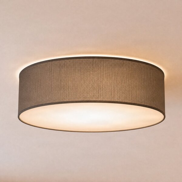 Milagro Lighting Stropna svjetiljka Marshall, siva, ratan, Ø 50 cm, E27, prigušiva, Sivo, Dnevni boravak/blagovaonica, Drvo