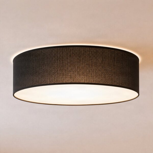 Milagro Lighting Stropna lampa Marshall, crna, ratan, Ø 50 cm, E27, prigušiva, Crno, Dnevni boravak/blagovaonica, Drvo