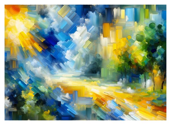Staklena slika - Apstraktni sunčani dan (70x50 cm)