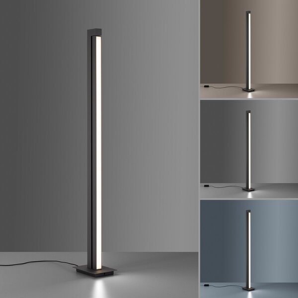 Podne Lampa PURE, Pure Lines Floor, prigušiv, Crno, Dnevna soba, Metal, Moderan