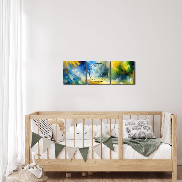 Slika - Apstraktni sunčani dan (sa satom) (90x30 cm)