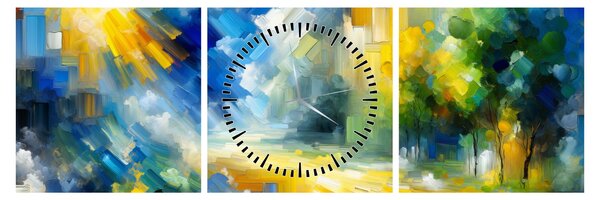 Slika - Apstraktni sunčani dan (sa satom) (90x30 cm)