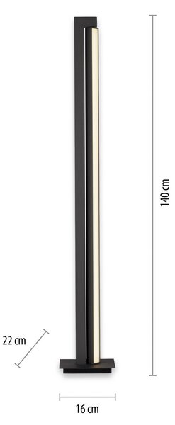 Podne Lampa PURE, Pure Lines Floor, prigušiv, Crno, Dnevna soba, Metal, Moderan
