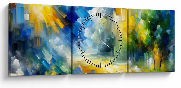 Slika - Apstraktni sunčani dan (sa satom) (90x30 cm)