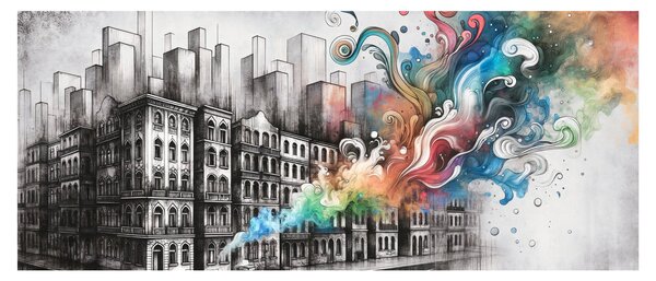 Slika - Industrijski život (120x50 cm)