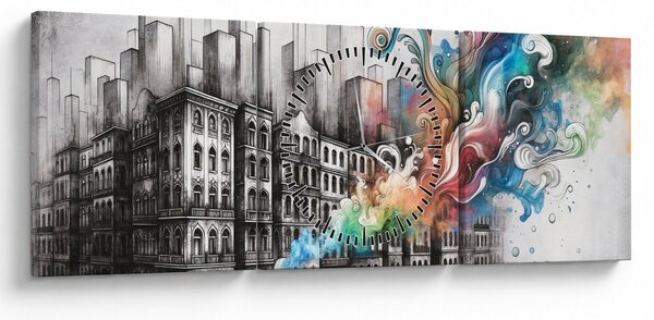 Slika - Industrijski život (sa satom) (90x30 cm)