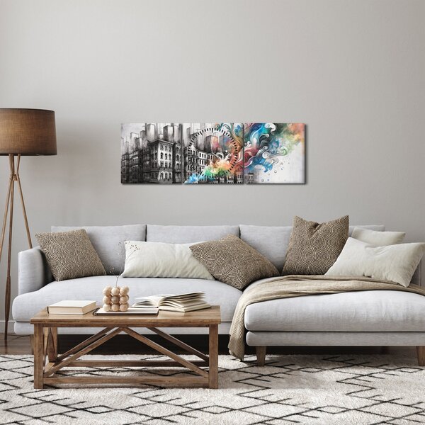 Slika - Industrijski život (sa satom) (90x30 cm)