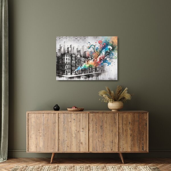 Staklena slika - Industrijski život (70x50 cm)