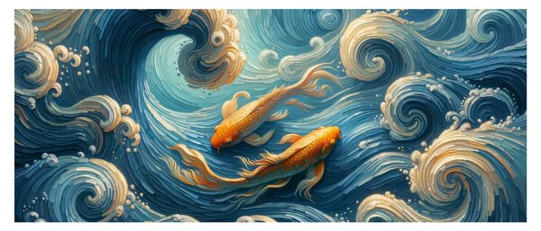 Slika - Zlatne ribe (120x50 cm)