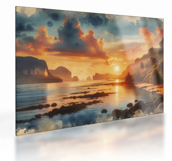 Staklena slika - Pogled s plaže (70x50 cm)