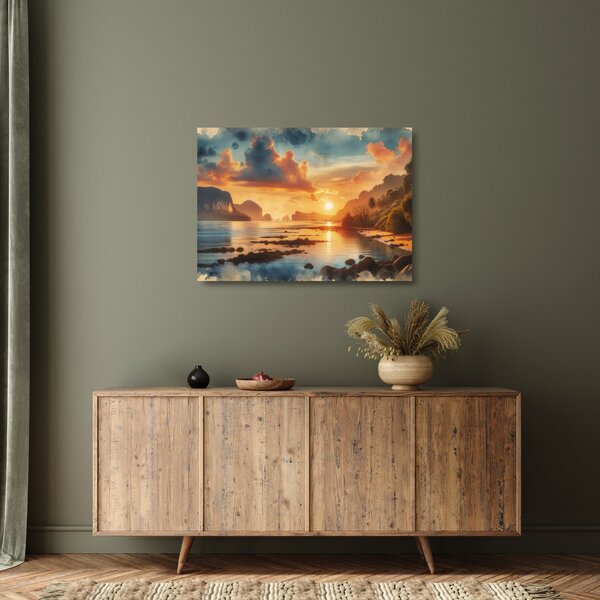 Staklena slika - Pogled s plaže (70x50 cm)