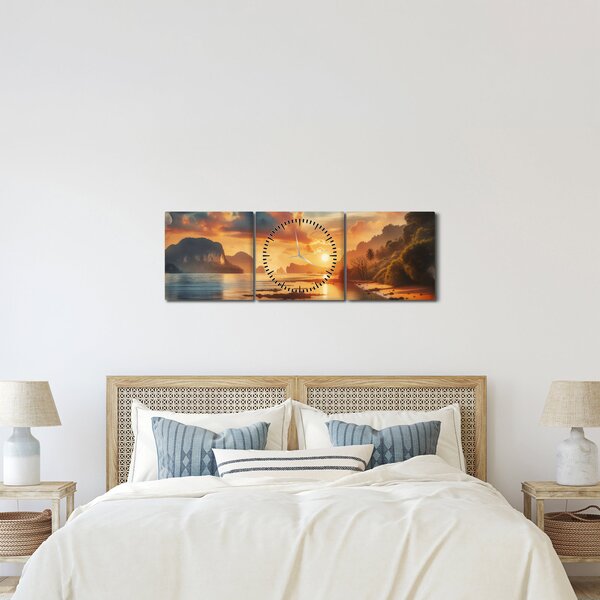 Slika - Pogled s plaže (sa satom) (90x30 cm)