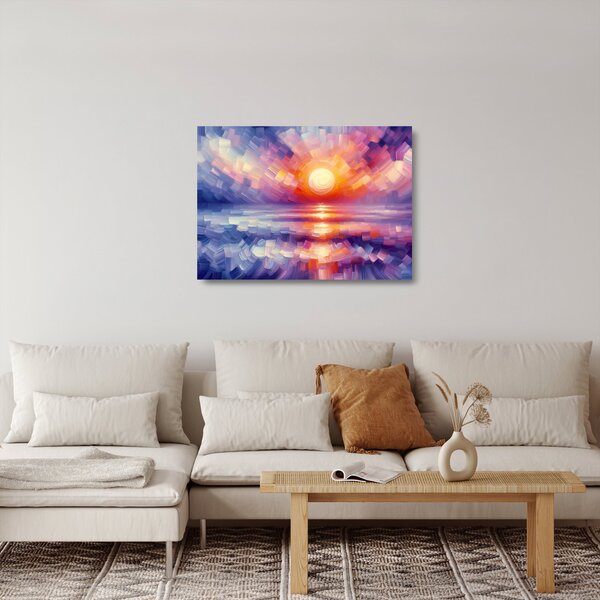 Staklena slika - Umjetnički obojeni zalazak sunca (70x50 cm)