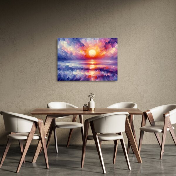 Staklena slika - Umjetnički obojeni zalazak sunca (70x50 cm)
