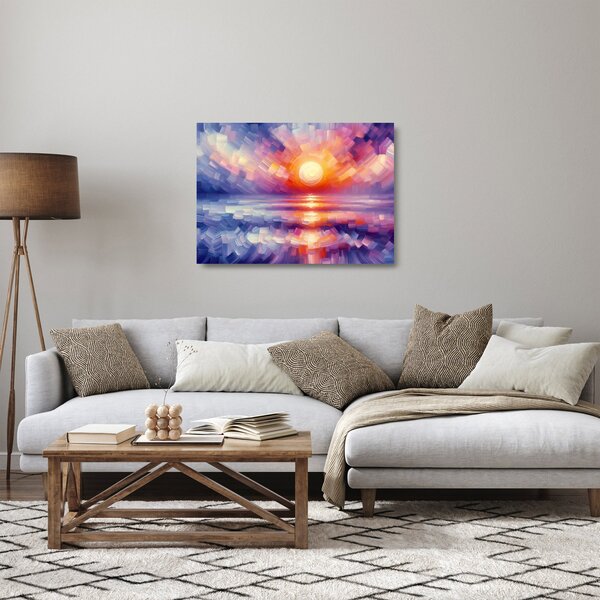 Staklena slika - Umjetnički obojeni zalazak sunca (70x50 cm)