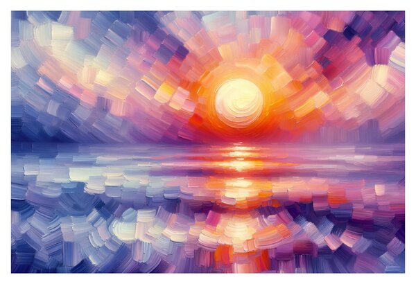 Slika - Umjetnički obojeni zalazak sunca (90x60 cm)