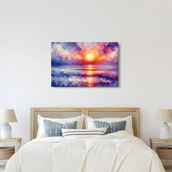 Slika - Umjetnički obojeni zalazak sunca (90x60 cm)