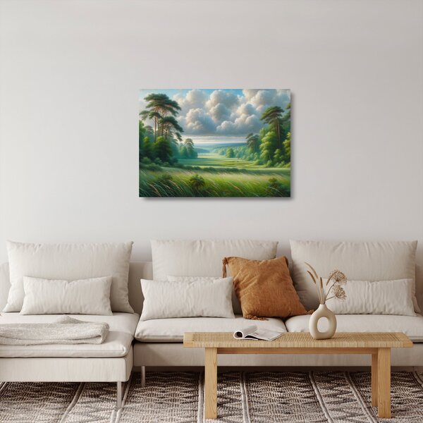Staklena slika - Zeleni krajolik (70x50 cm)