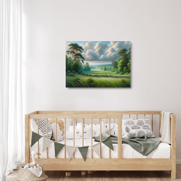 Staklena slika - Zeleni krajolik (70x50 cm)