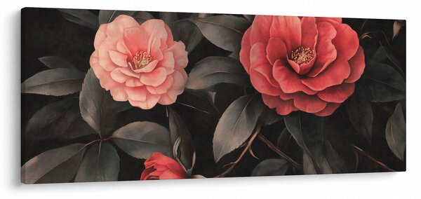 Slika - Crveni cvjetovi na tamnoj pozadini (120x50 cm)