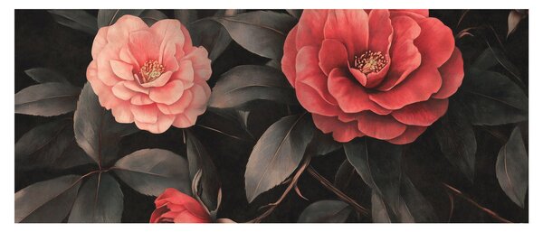 Slika - Crveni cvjetovi na tamnoj pozadini (120x50 cm)