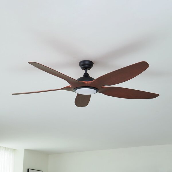 Omendo LED stropni ventilator, crni, DC, tih, CCT - Lucande Lucande, Omendo, prigušiv, Crno, Dnevna soba, Metal, Moderan