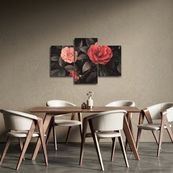 Slika - Crveni cvjetovi na tamnoj pozadini (90x60 cm)