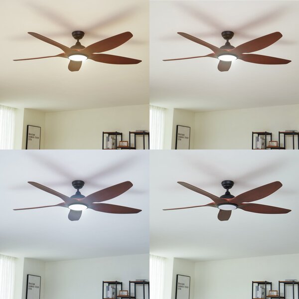 Omendo LED stropni ventilator, crni, DC, tih, CCT - Lucande Lucande, Omendo, prigušiv, Crno, Dnevna soba, Metal, Moderan