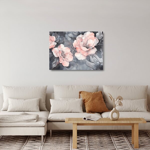 Staklena slika - Skica cvjetova (70x50 cm)