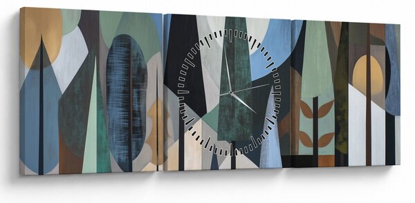 Slika - Prirodna geometrijska apstrakcija II. (sa satom) (90x30 cm)